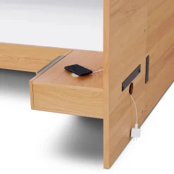 Nera Queen Low Profile Bed with Nightstands Set - Oak