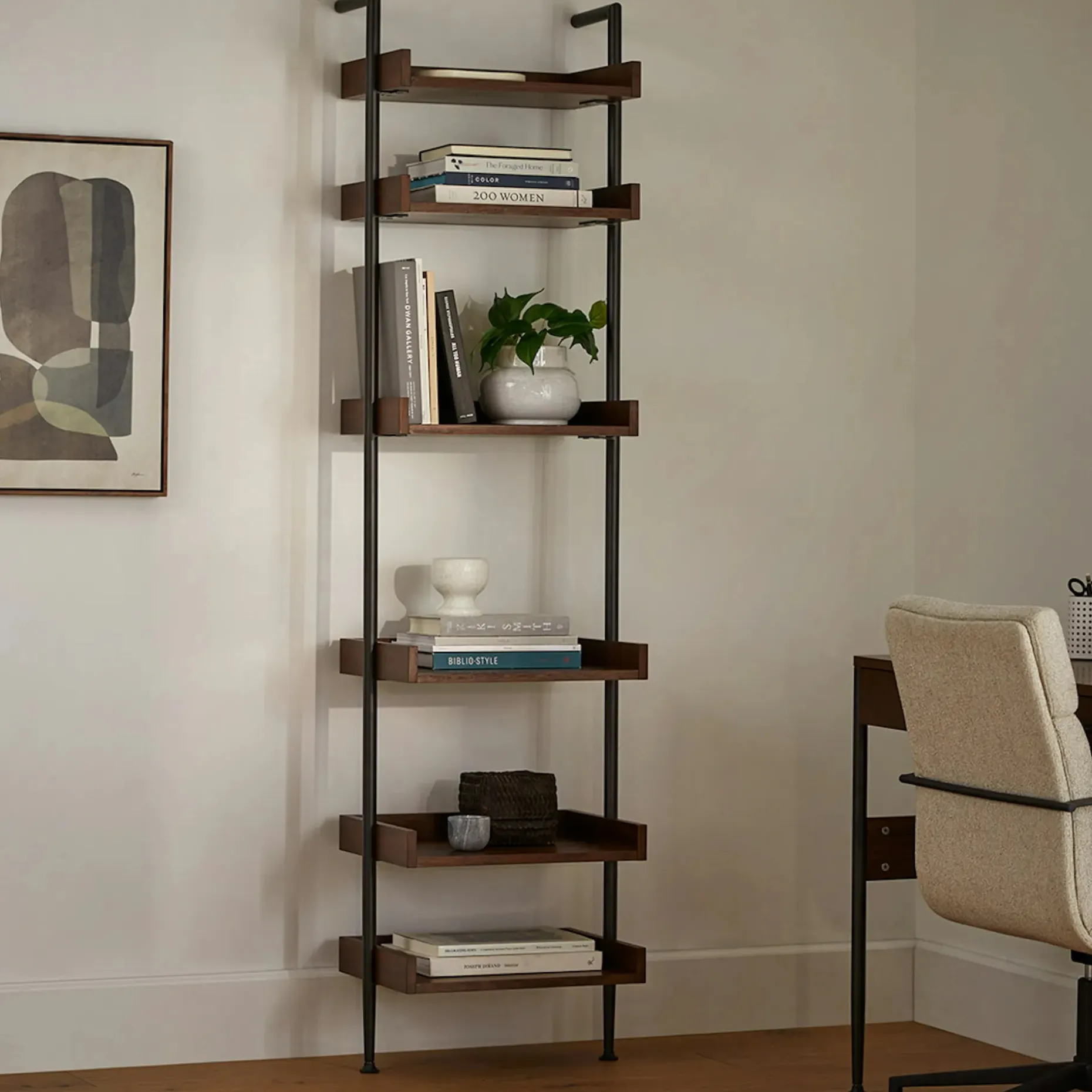 Newberry 19.5" Shelving Unit, Narrow - Walnut