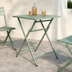 Nina Outdoor Folding Cafe Table - Khaki Green