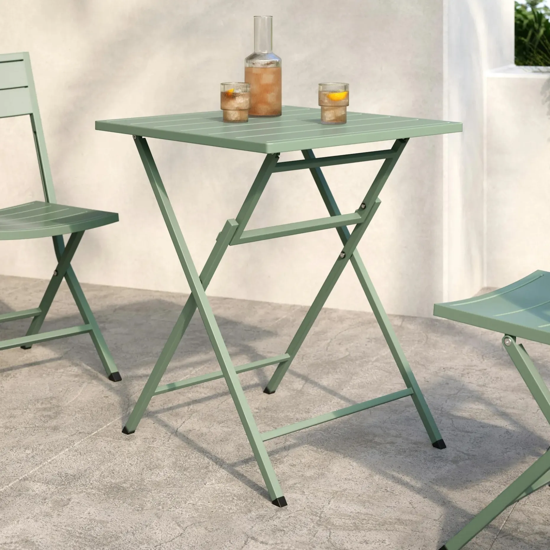 Nina Outdoor Folding Cafe Table - Khaki Green