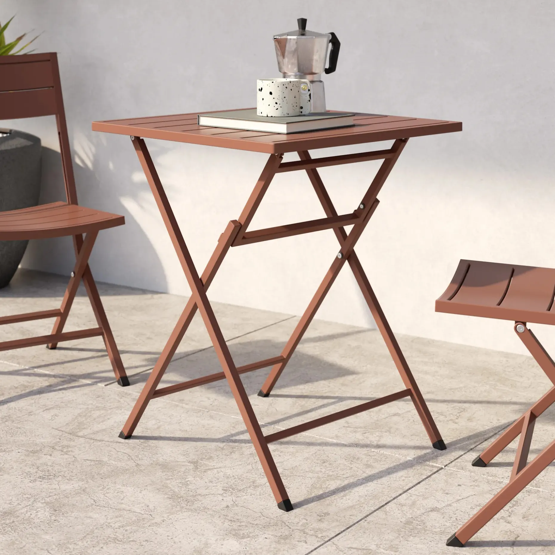 Nina Outdoor Folding Cafe Table - Ochre Brown