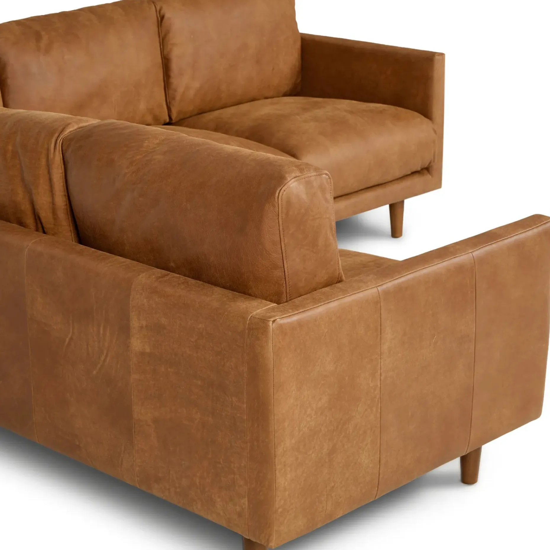 Nirvana 88" Leather Corner Sectional - Dakota Tan