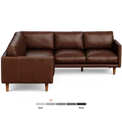 Nirvana 88" Leather Corner Sectional - Indiana Brown