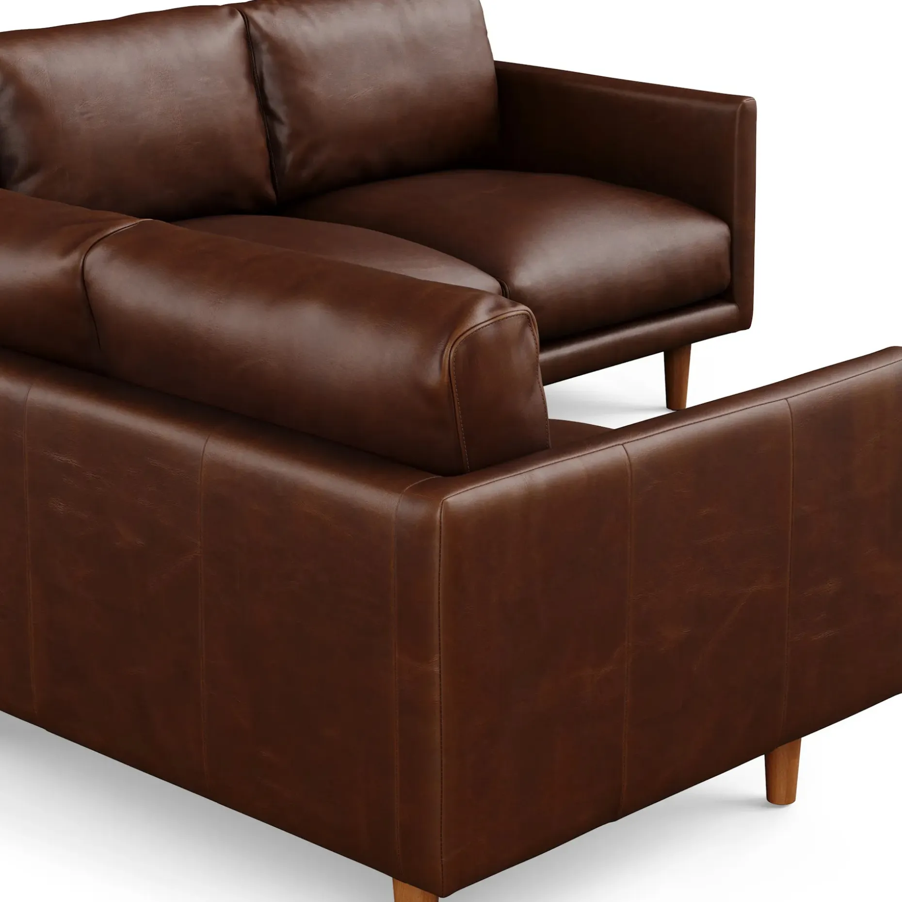 Nirvana 88" Leather Corner Sectional - Indiana Brown