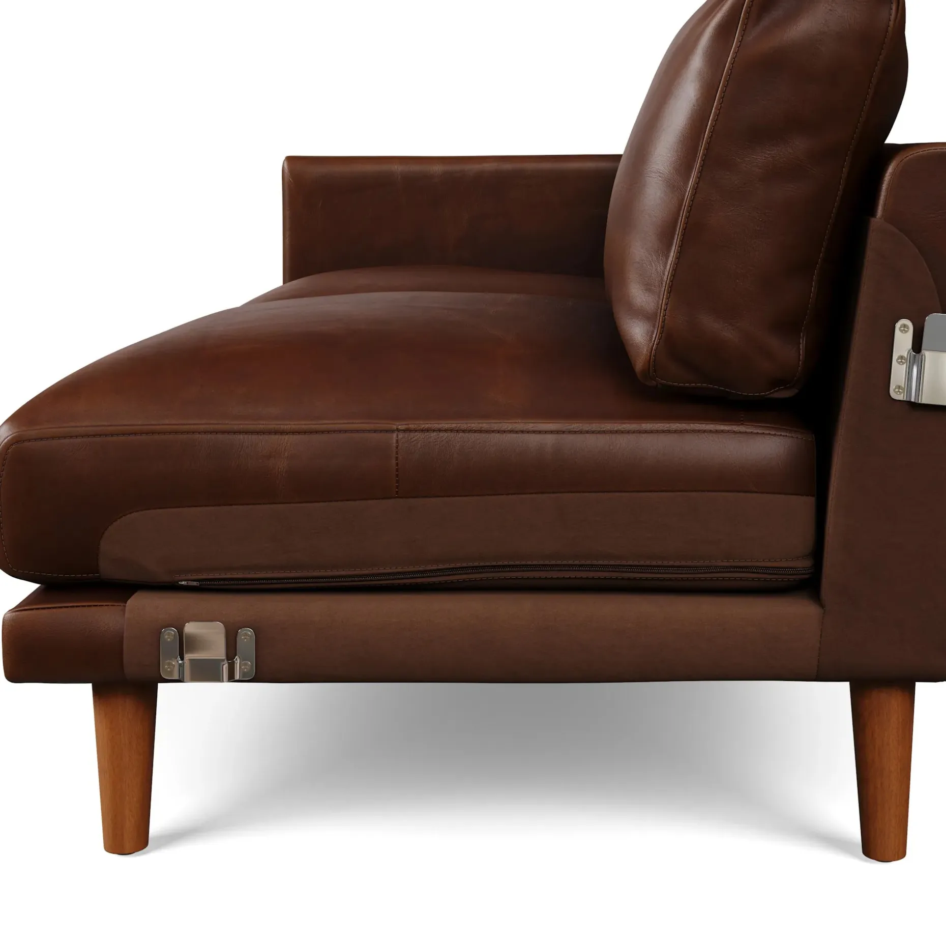 Nirvana 88" Leather Corner Sectional - Indiana Brown