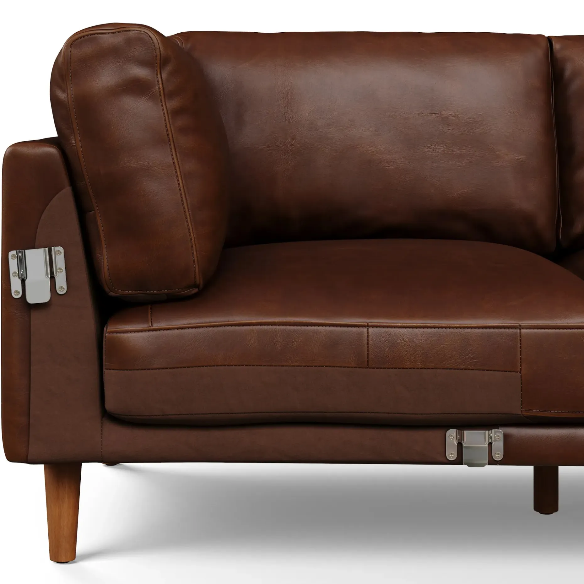 Nirvana 88" Leather Corner Sectional - Indiana Brown