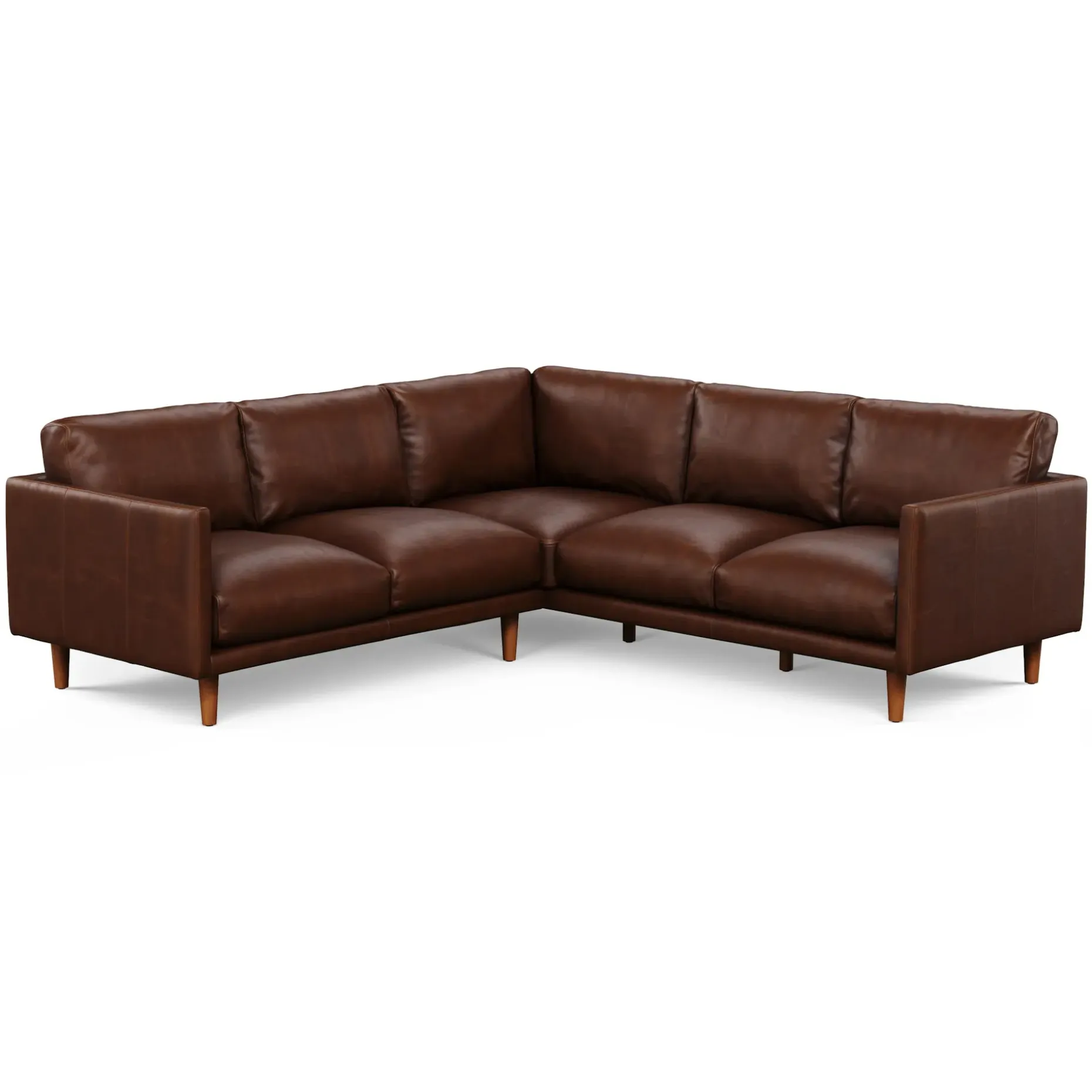 Nirvana 88" Leather Corner Sectional - Indiana Brown
