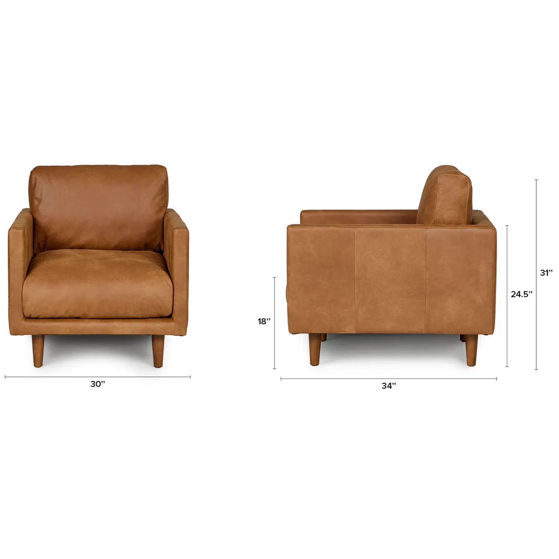 Nirvana 30" Leather Lounge Chair - Dakota Tan