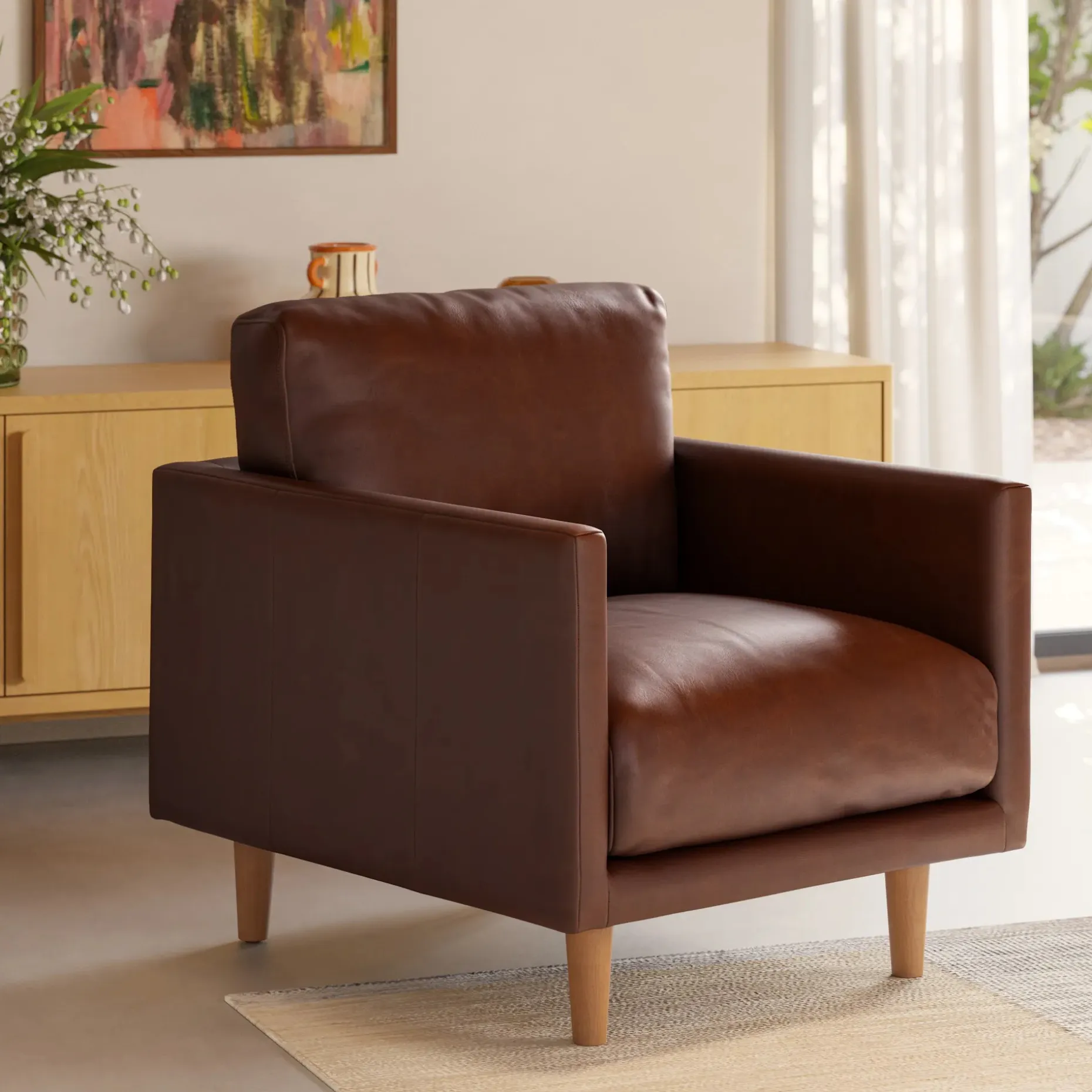 Nirvana 30" Leather Lounge Chair - Indiana Brown
