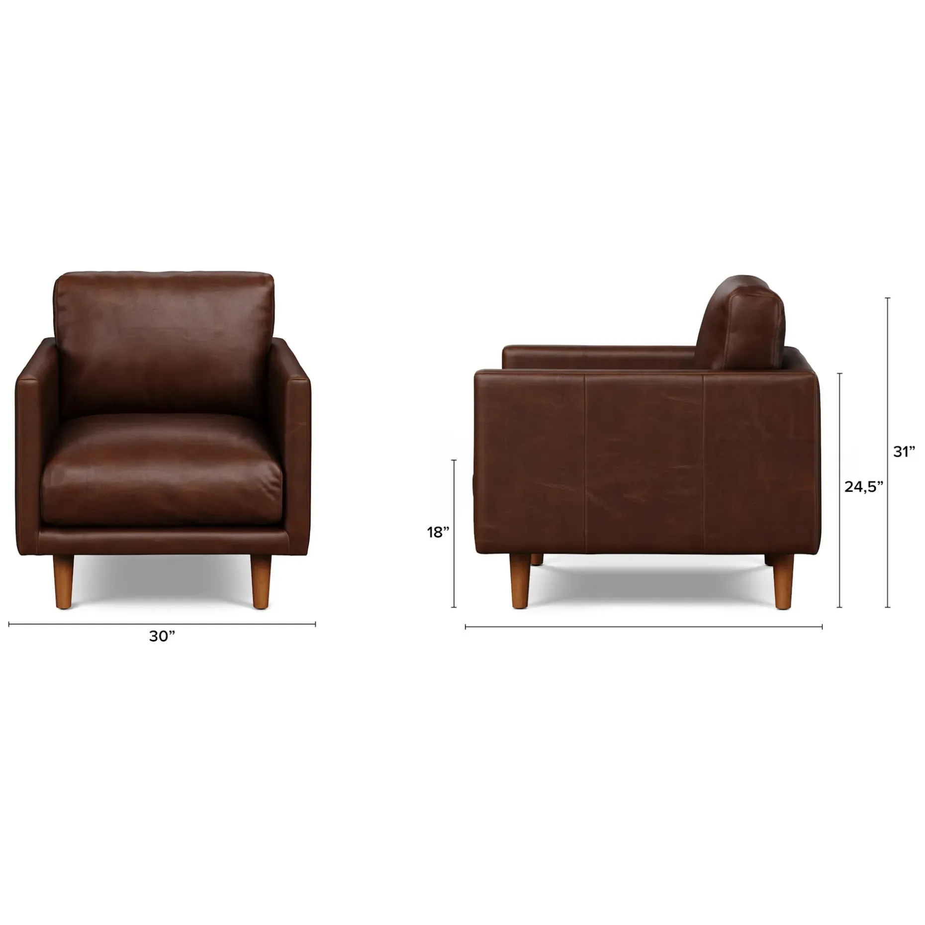Nirvana 30" Leather Lounge Chair - Indiana Brown