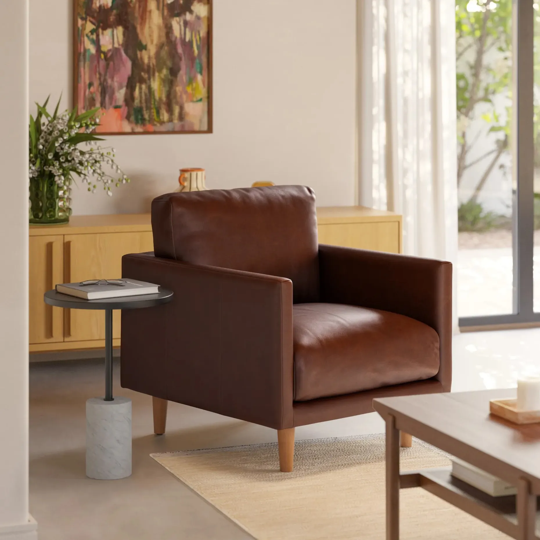 Nirvana 30" Leather Lounge Chair - Indiana Brown
