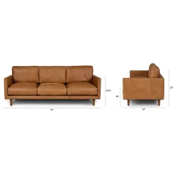 Nirvana 81" Leather Sofa - Dakota Tan