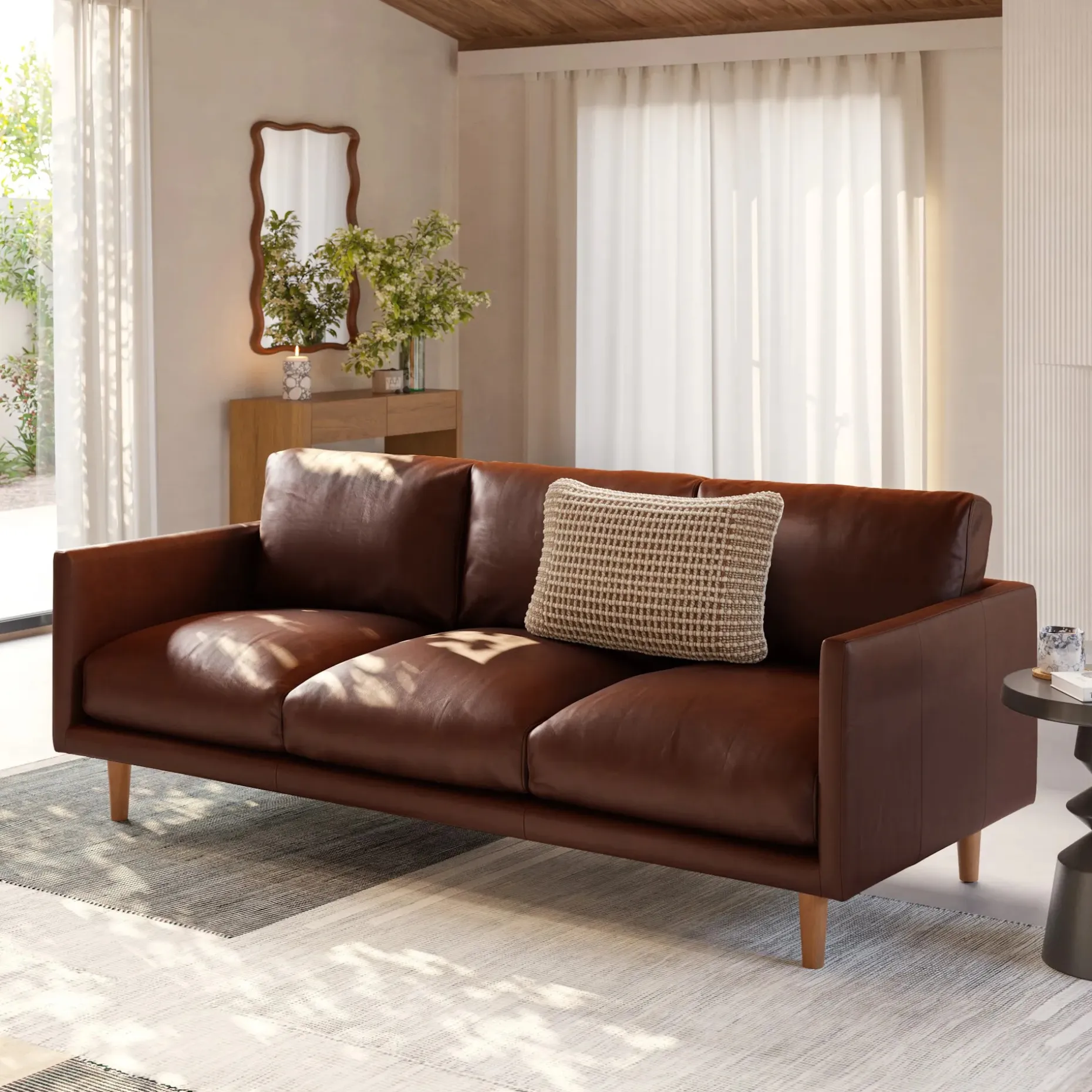 Nirvana 81" Leather Sofa - Indiana Brown