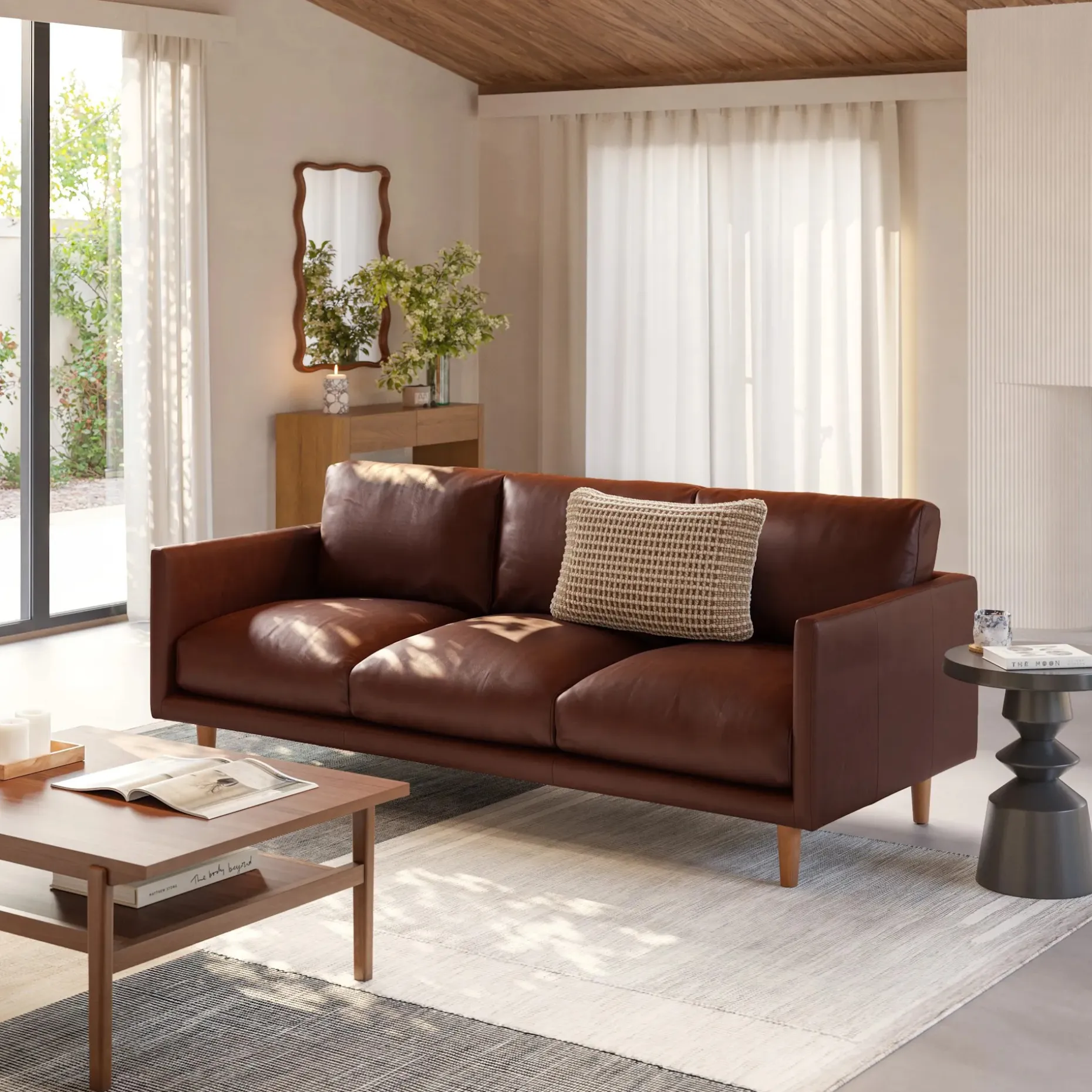 Nirvana 81" Leather Sofa - Indiana Brown