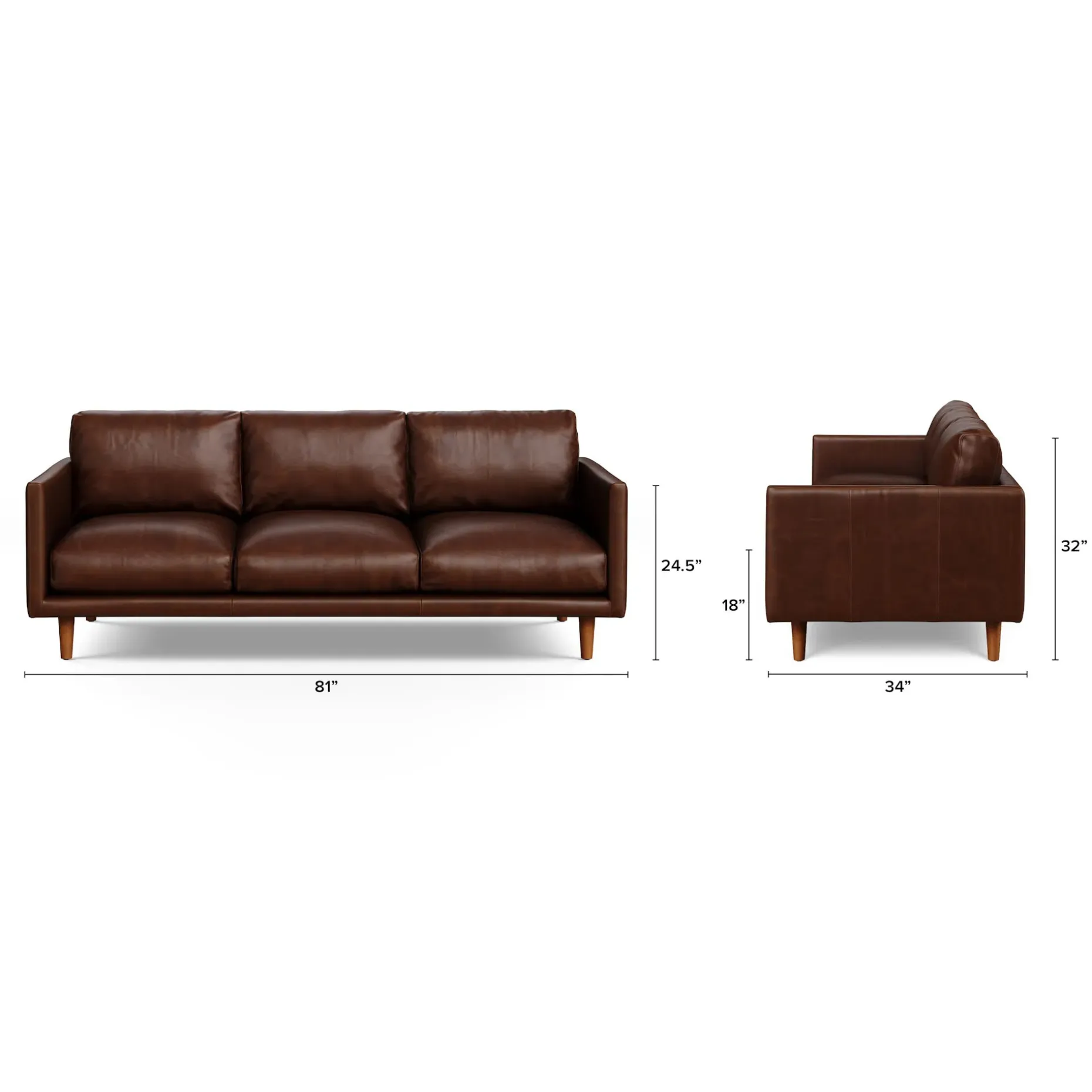 Nirvana 81" Leather Sofa - Indiana Brown