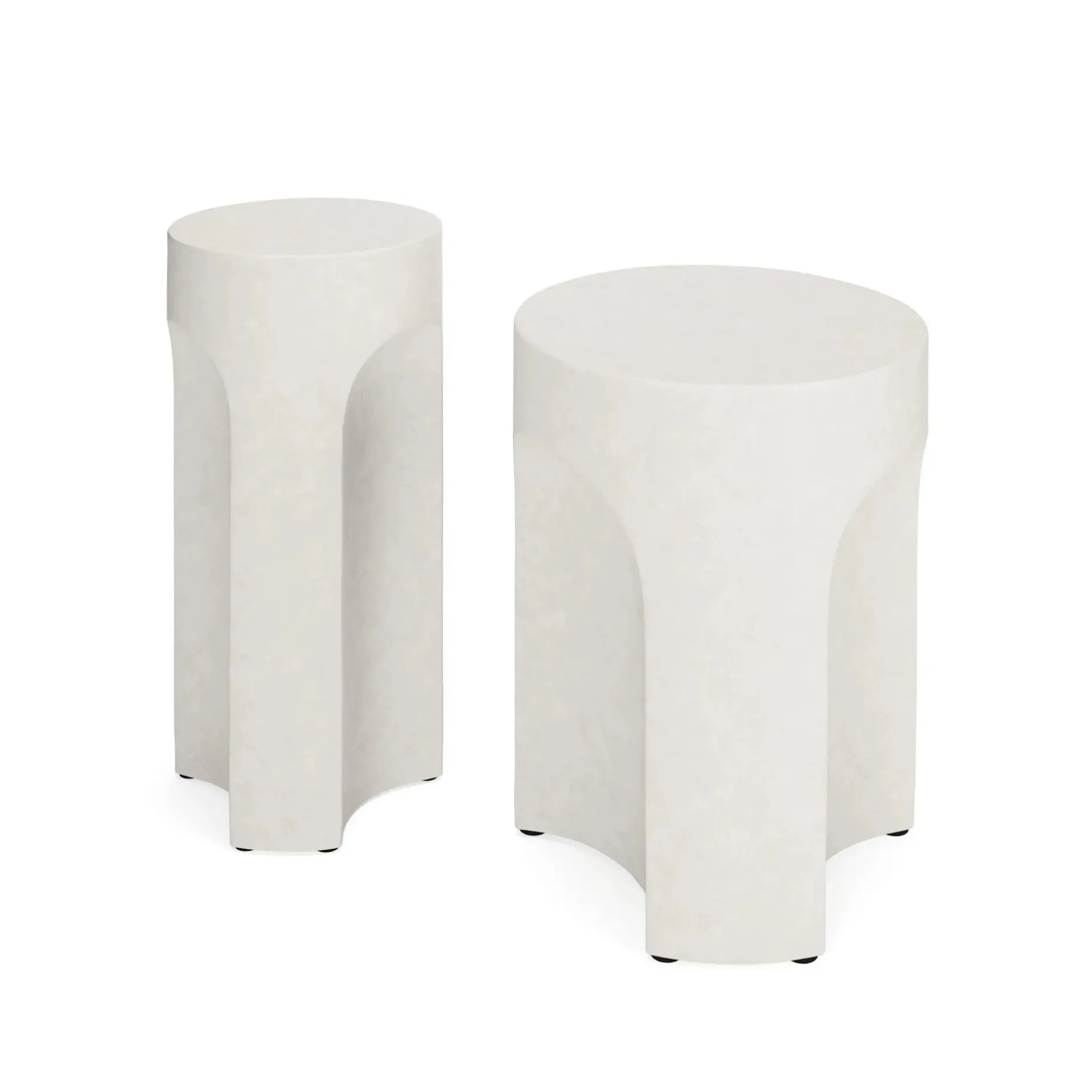 Noah Outdoor Cement Drink & Side Table Set - White