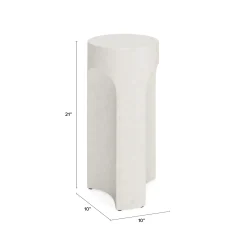 Noah Outdoor Cement Drink & Side Table Set - White