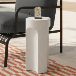 Noah Outdoor Cement Drinks Table - White