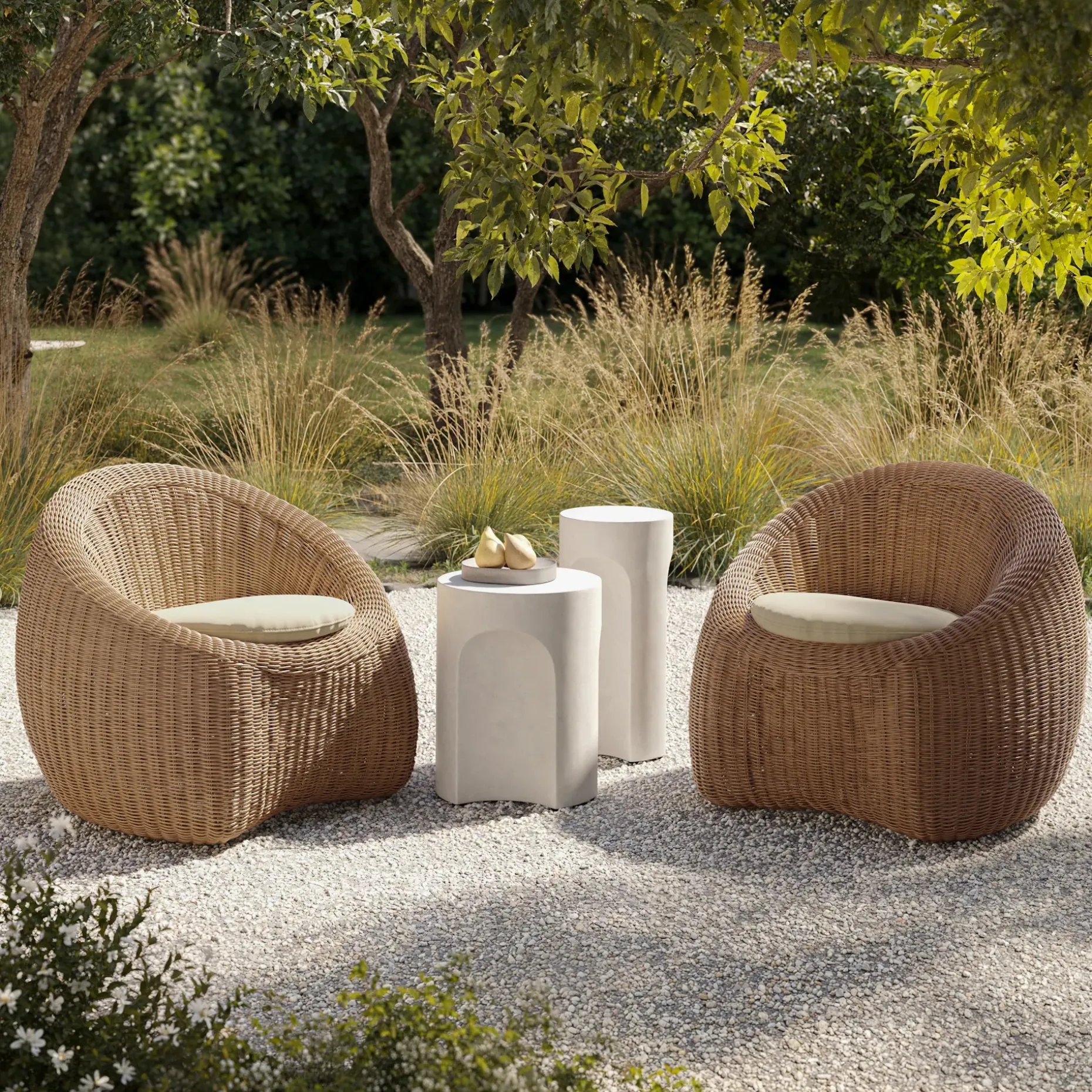 Noah Outdoor Cement Drinks Table - White
