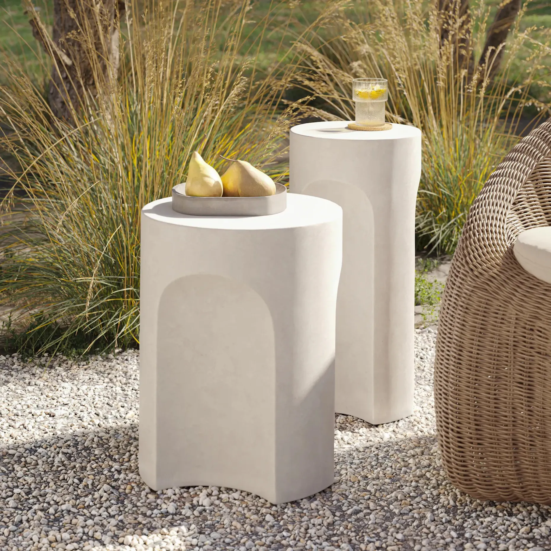 Noah Outdoor Cement Drinks Table - White