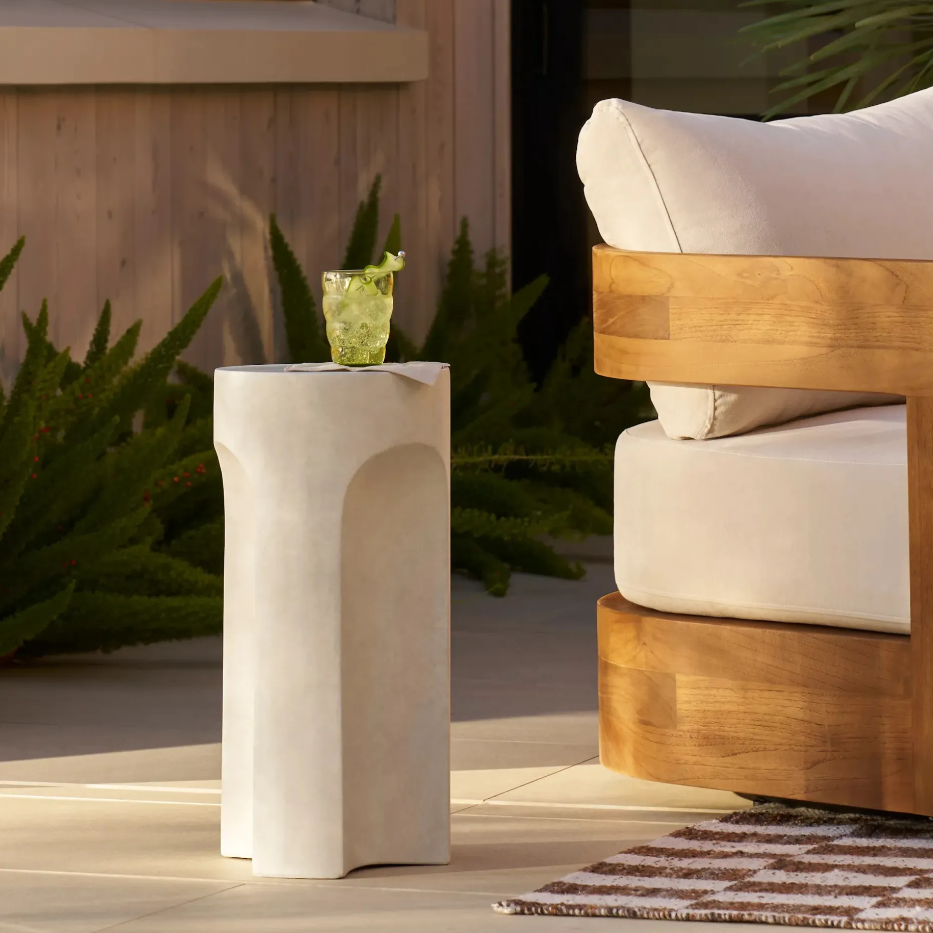 Noah Outdoor Cement Drinks Table - White