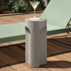 Noah Outdoor Cement Drinks Table - Gray