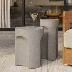 Noah Outdoor Cement Drinks Table - Gray