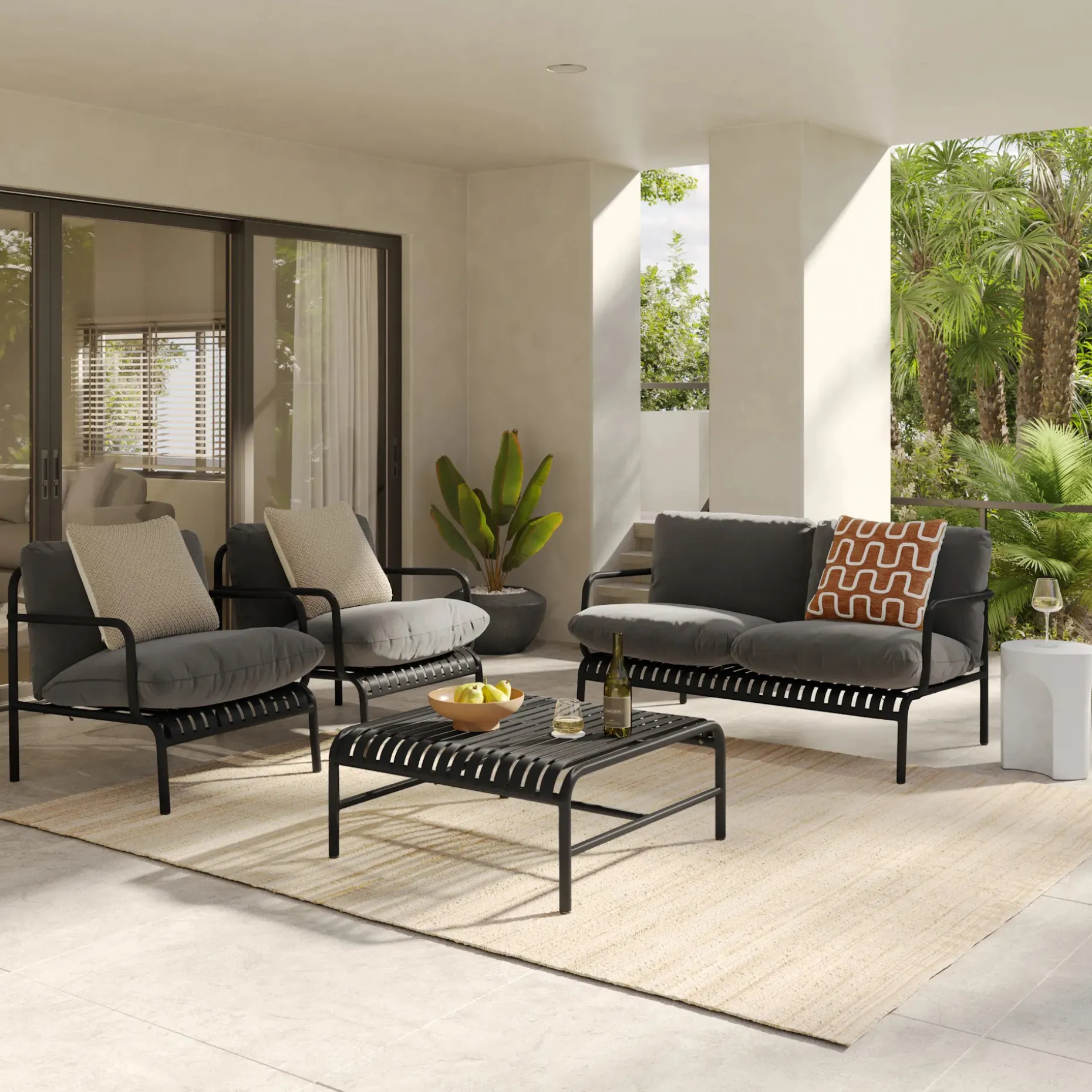 Noah Outdoor Cement Side Table - White
