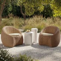 Noah Outdoor Cement Side Table - White