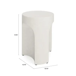 Noah Outdoor Cement Side Table - White