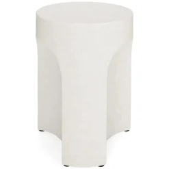 Noah Outdoor Cement Side Table - White