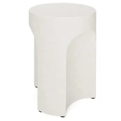 Noah Outdoor Cement Side Table - White
