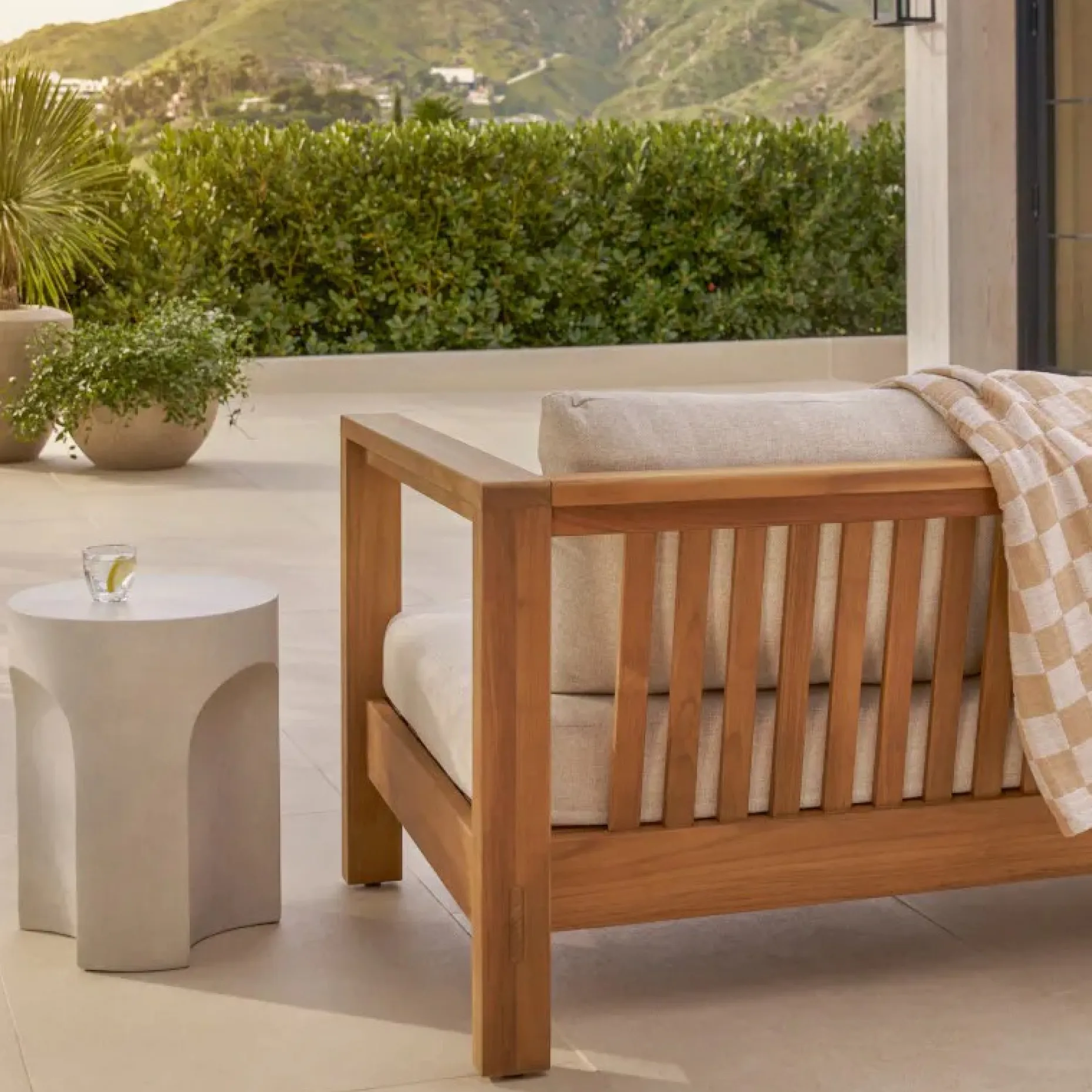 Noah Outdoor Cement Side Table - Gray