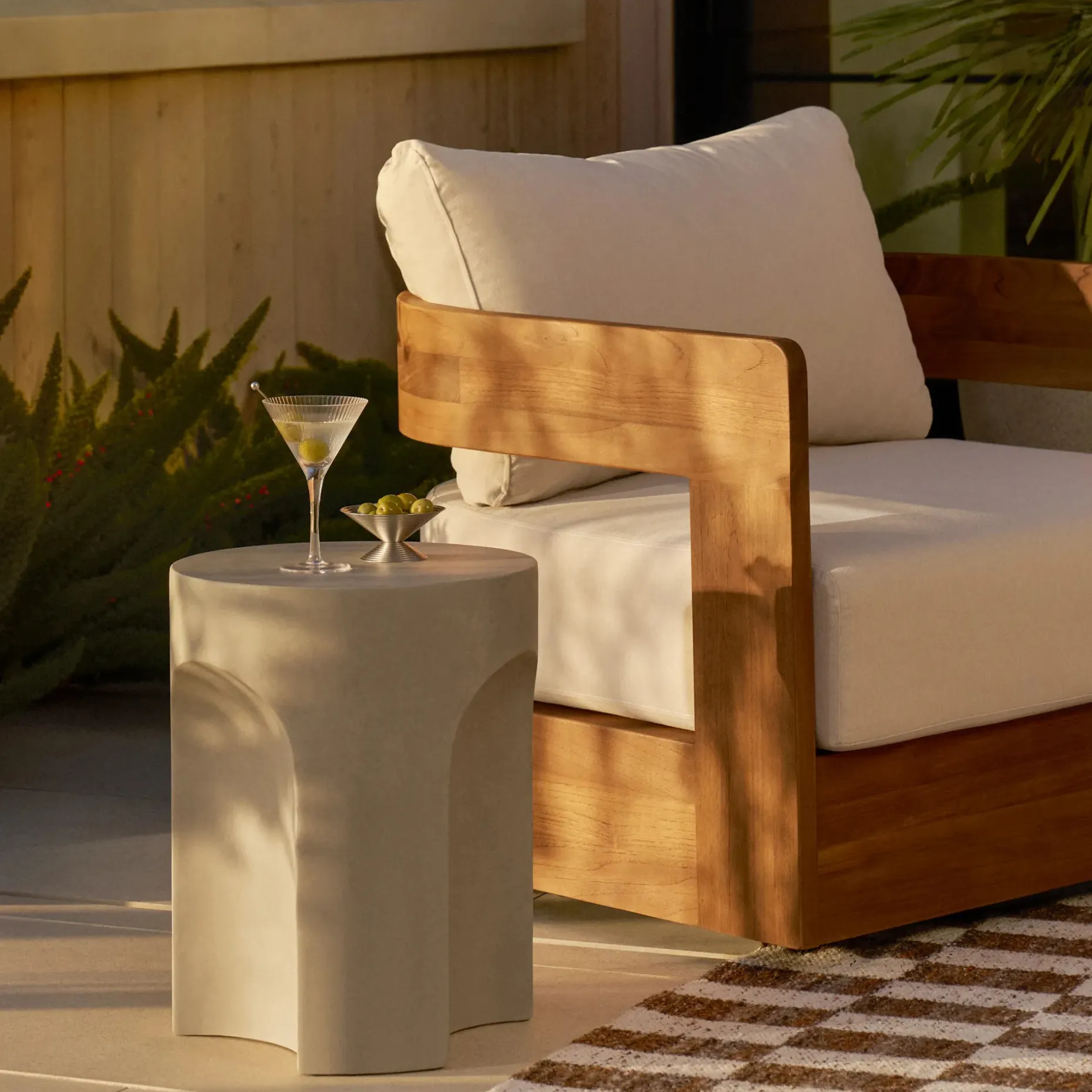 Noah Outdoor Cement Side Table - Gray