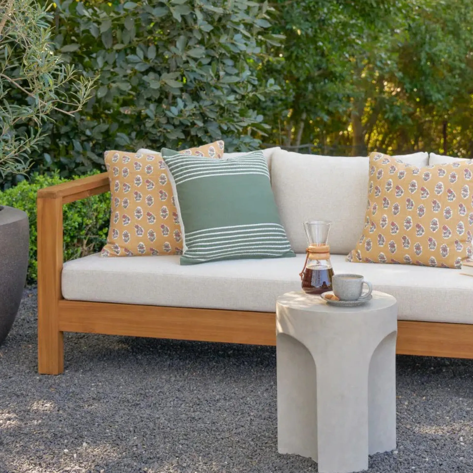 Noah Outdoor Cement Side Table - Gray