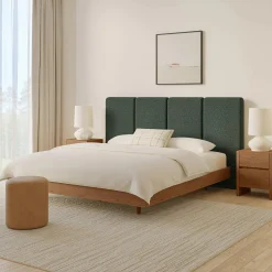 Noel King Headboard - Green Wool Bouclé