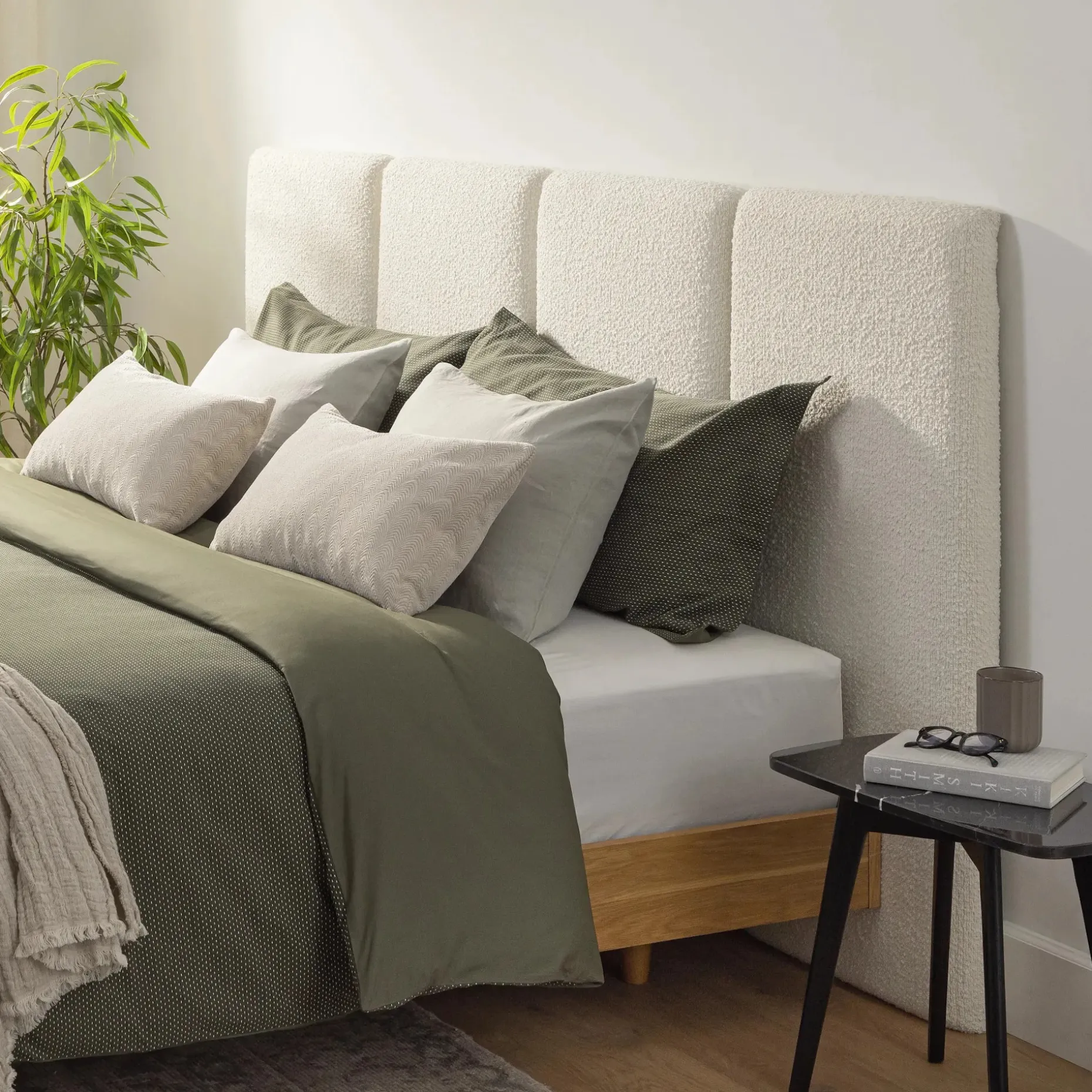 Noel King Headboard - Lunaria White Bouclé