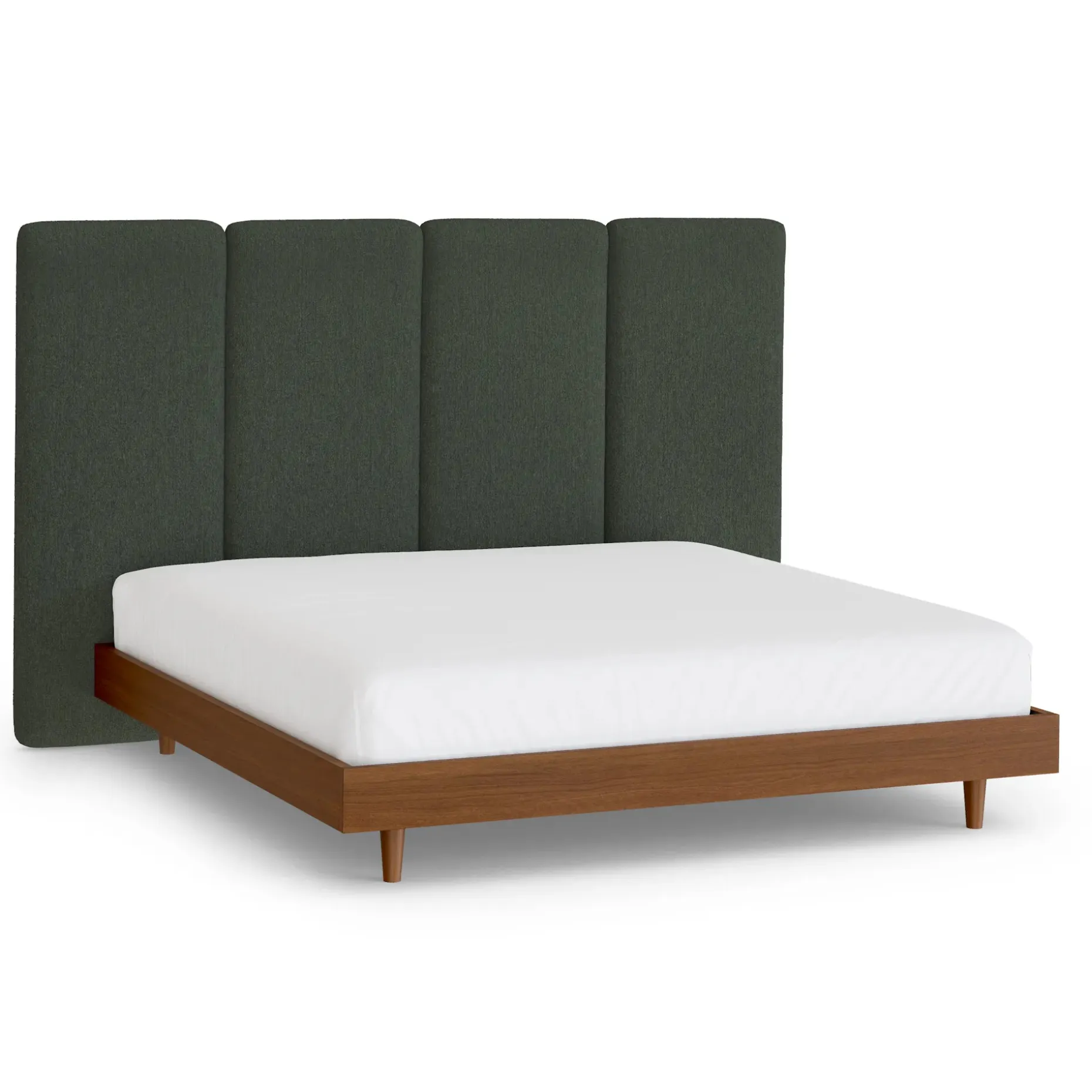 Noel King Tall Headboard - Green Wool Bouclé