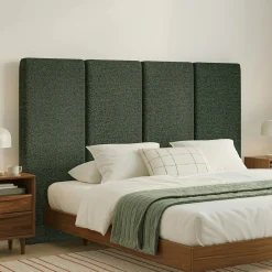 Noel King Tall Headboard - Green Wool Bouclé