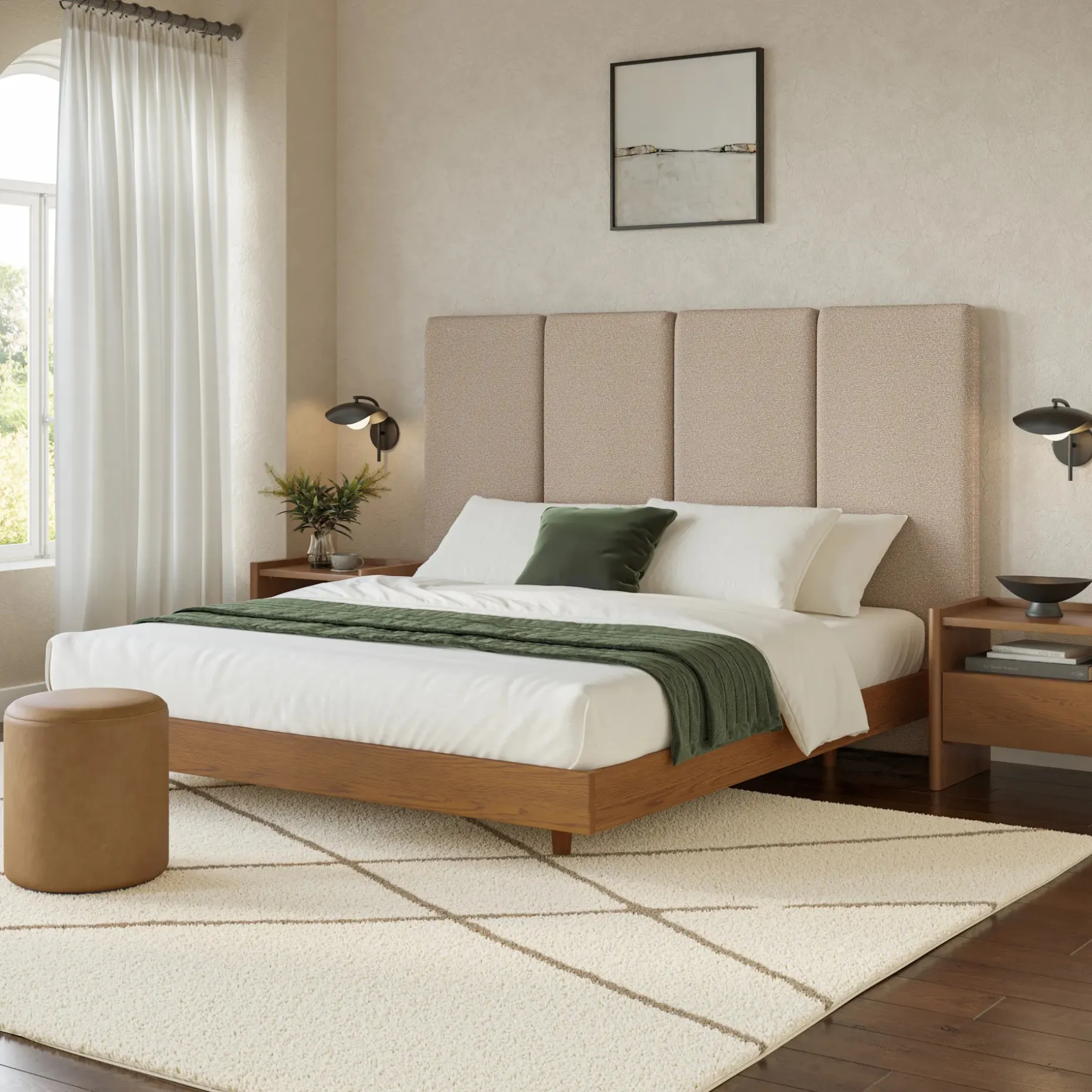 Noel King Tall Headboard - Sandstone Wool Bouclé