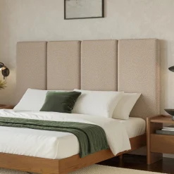 Noel King Tall Headboard - Sandstone Wool Bouclé