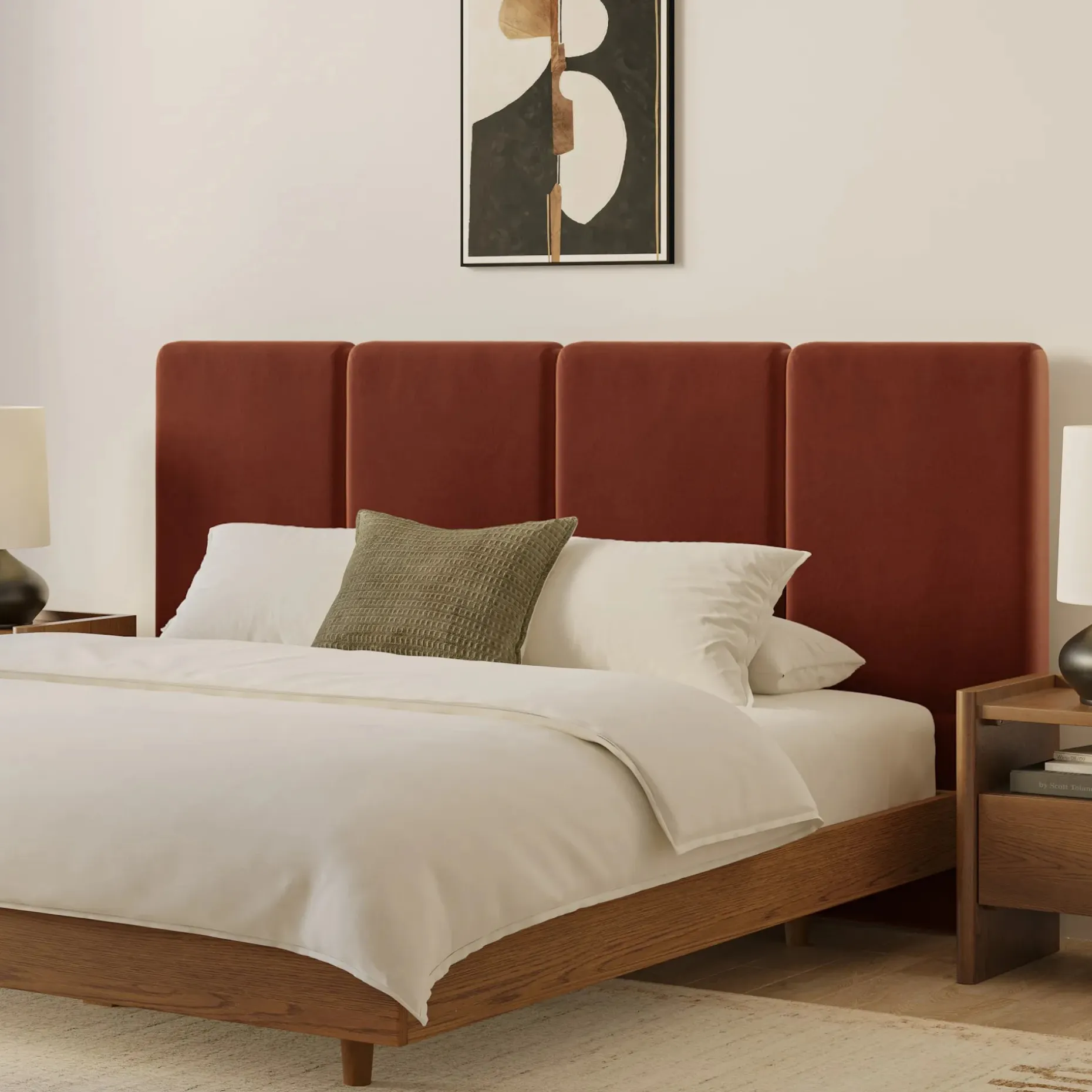 Noel King Velvet Headboard - Hale Rust