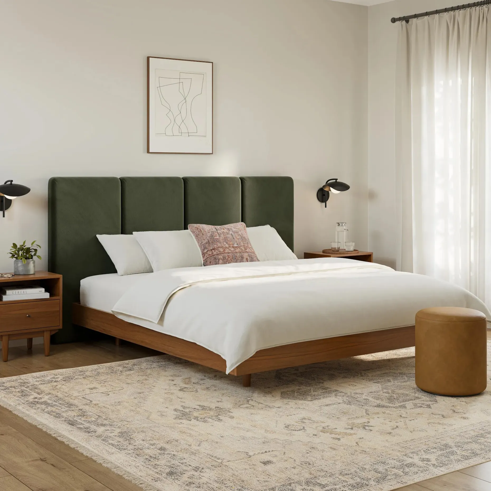 Noel King Velvet Headboard - Hale Fir Green