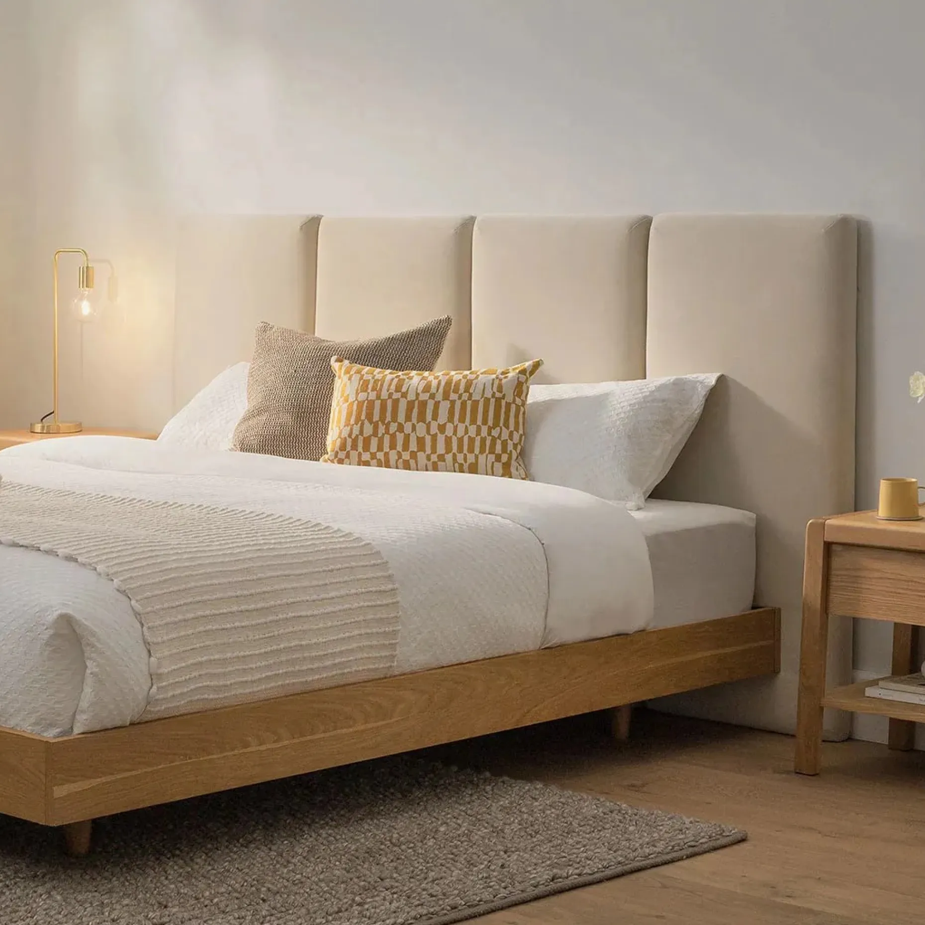 Noel King Velvet Headboard - Plush Pacific Taupe
