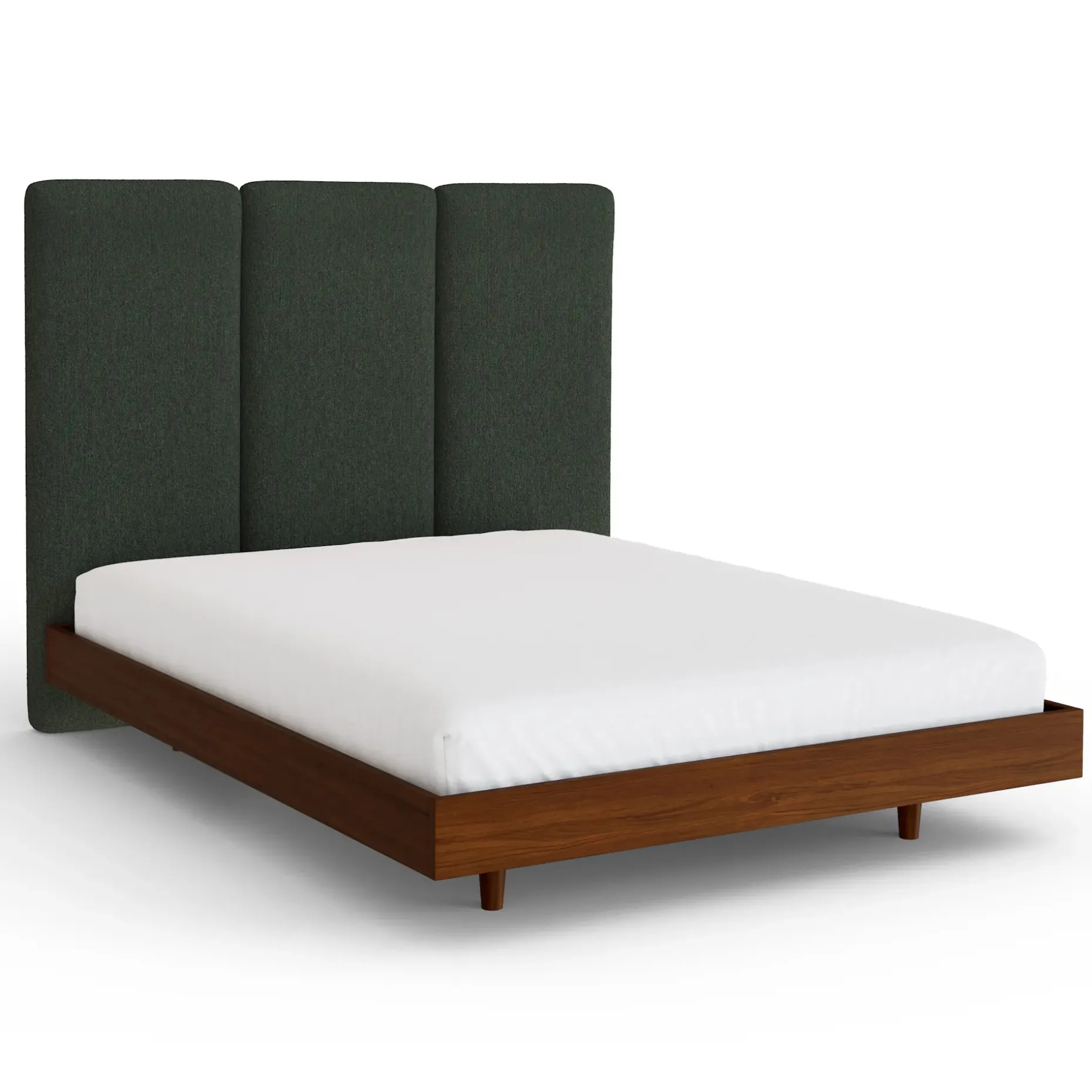 Noel Queen Tall Headboard - Green Wool Bouclé