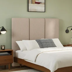 Noel Queen Tall Headboard - Sandstone Wool Bouclé