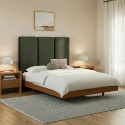 Noel Queen Tall Velvet Headboard - Hale Fir Green