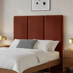 Noel Queen Tall Velvet Headboard - Hale Rust