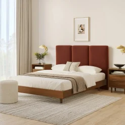 Noel Queen Velvet Headboard - Hale Rust