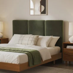 Noel Queen Velvet Headboard - Hale Fir Green